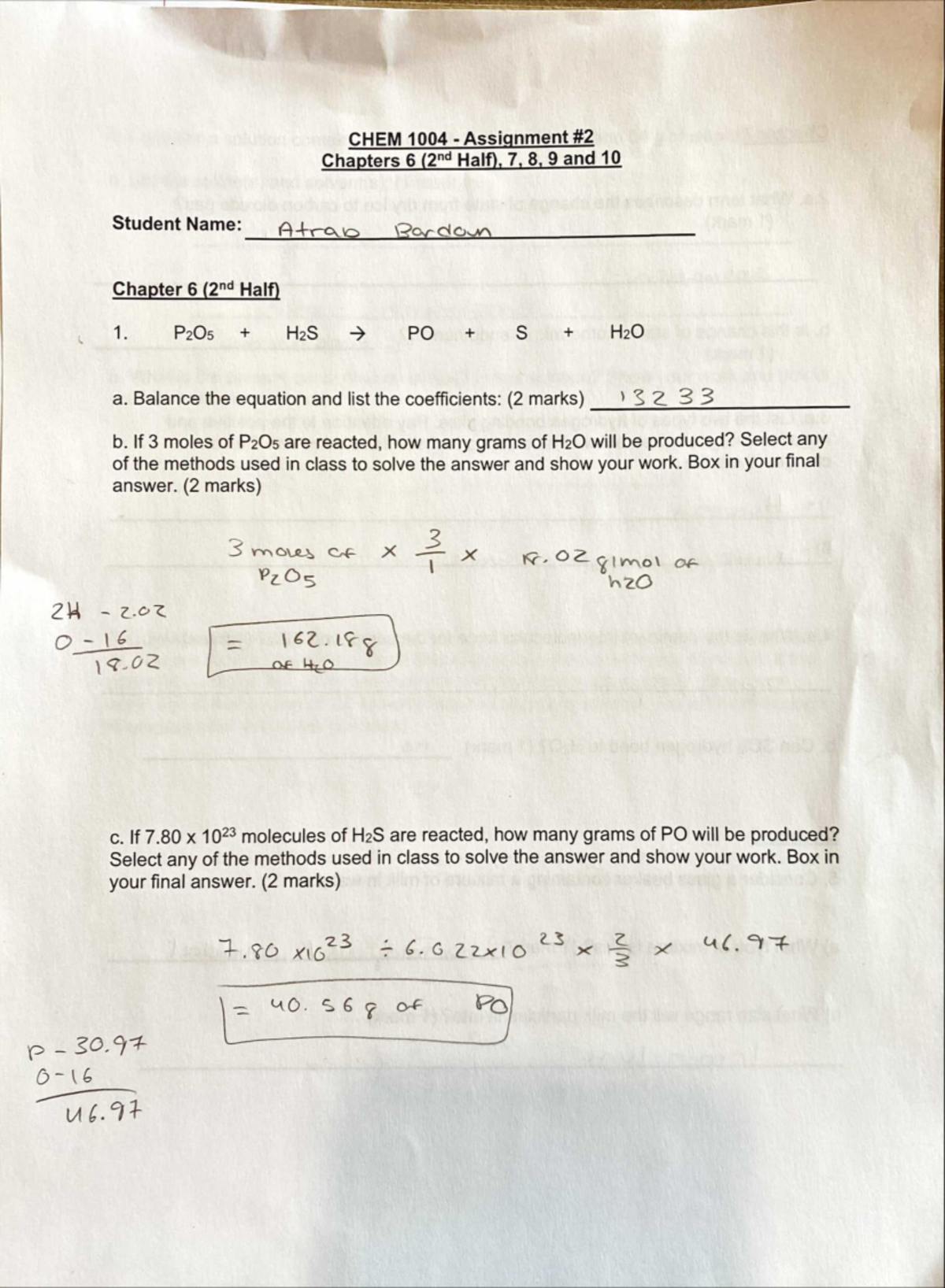 Chem 101 Assignment 2 - Comprehensive Notes and Study Guide - Studocu