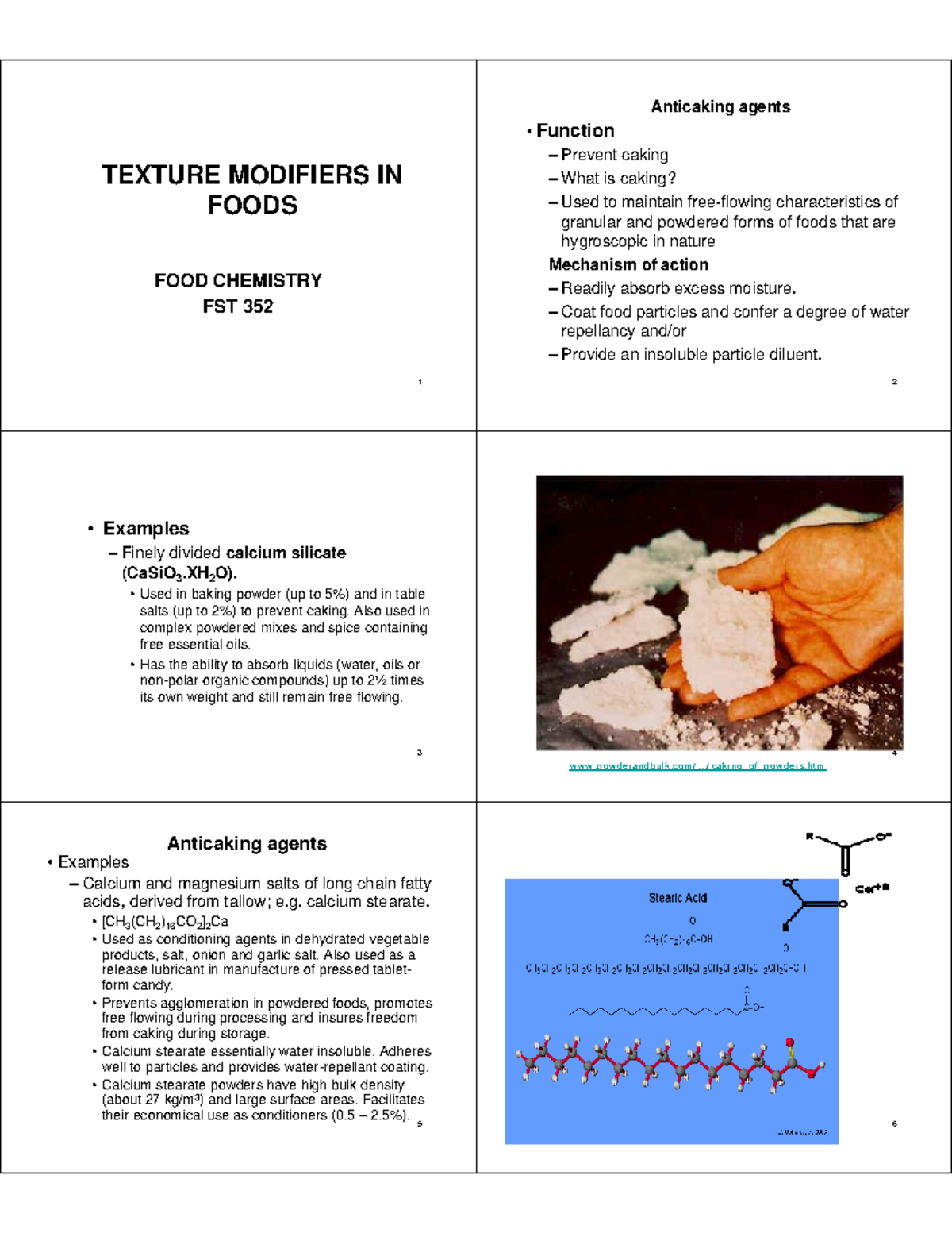 Texture Modifiers in Foods: Anticaking Agents & Emulsifiers FST 352 ...