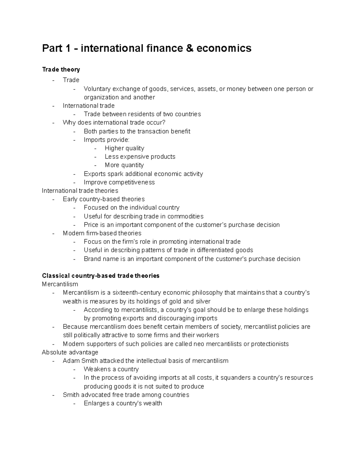 MGCR 382 international business lecture notes (part 1 and 2) - Part 1 ...