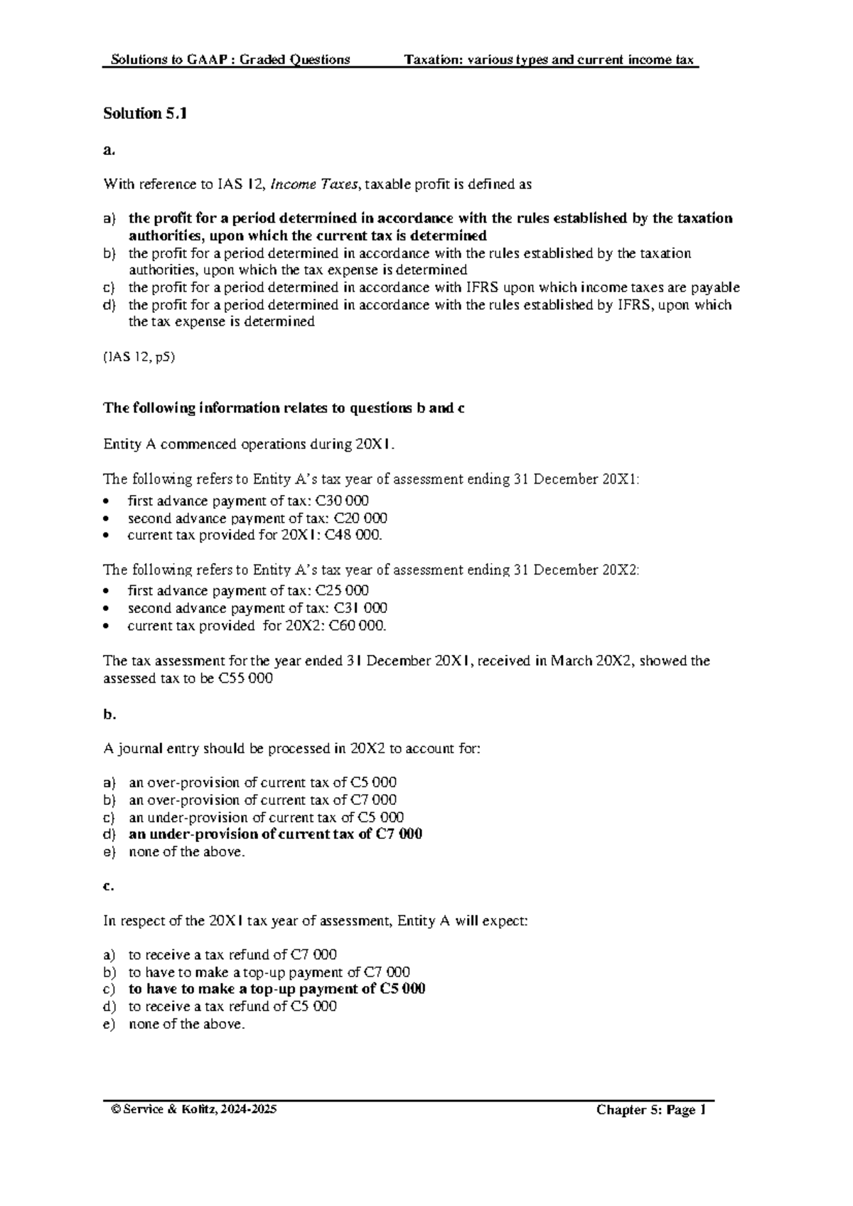 Solutions to GAAP: Graded Questions on Current Taxation (Chapter 5 ...
