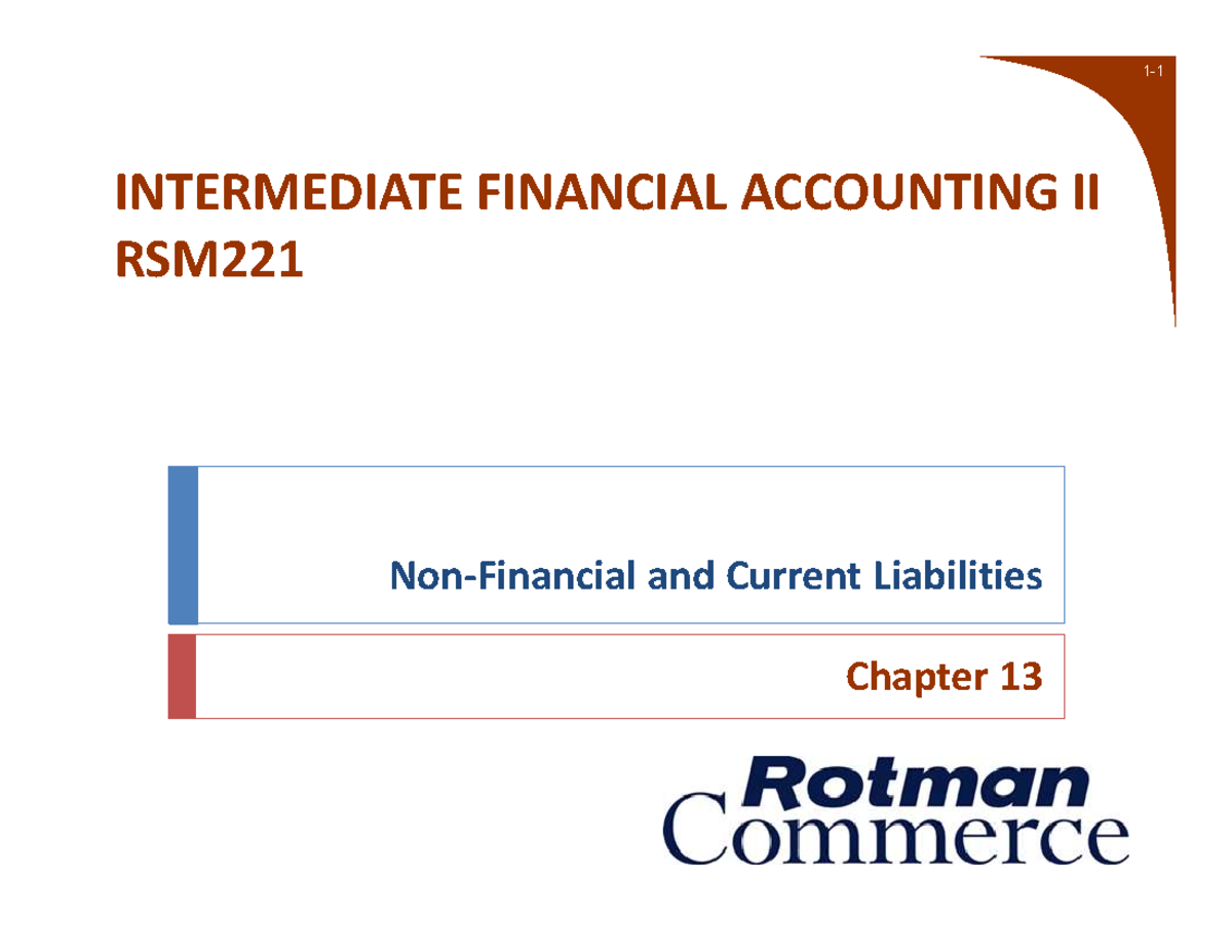 Chapter 13 Class Slides - INTERMEDIATE FINANCIAL ACCOUNTING II RSM ...