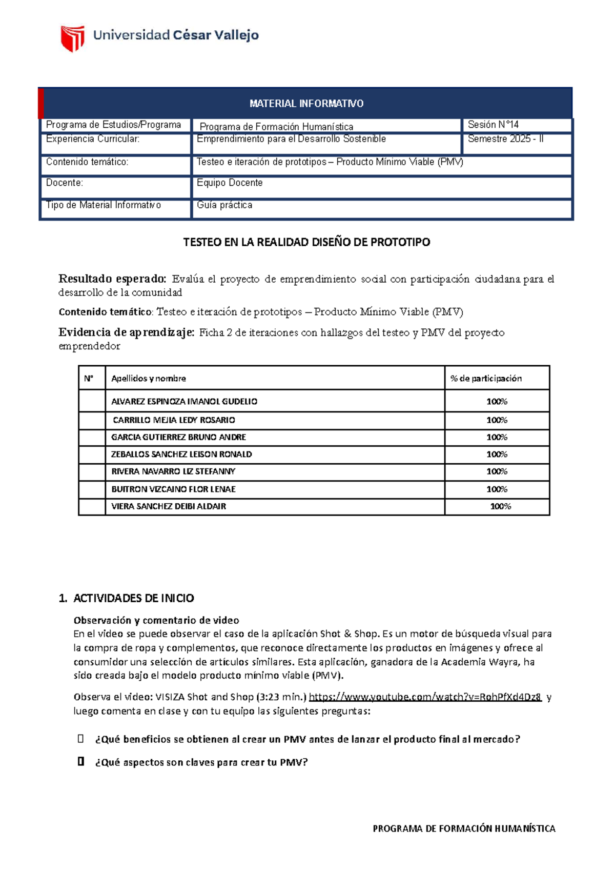 Guía Práctica N° 14: Testeo e Iteración de Prototipos PMV - Semestre ...