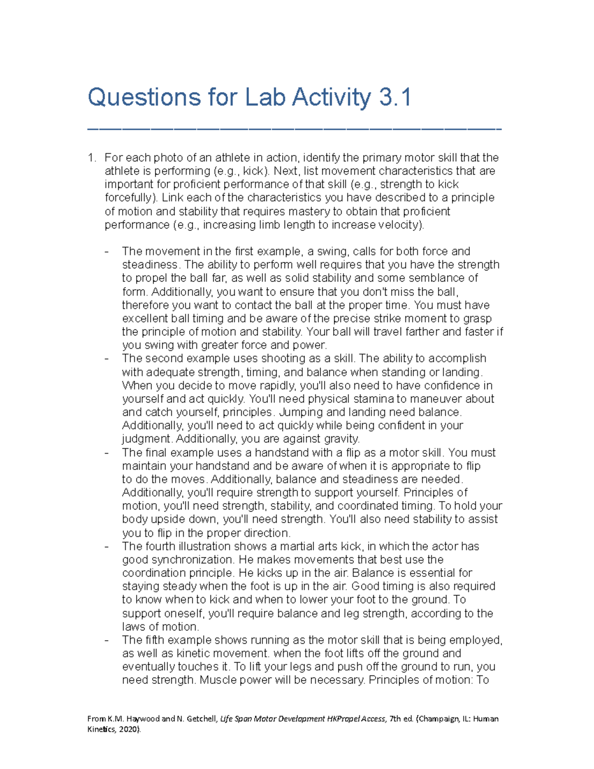 Lab 3 Motor Skill Analysis and Performance Enhancement Strategies - Studocu