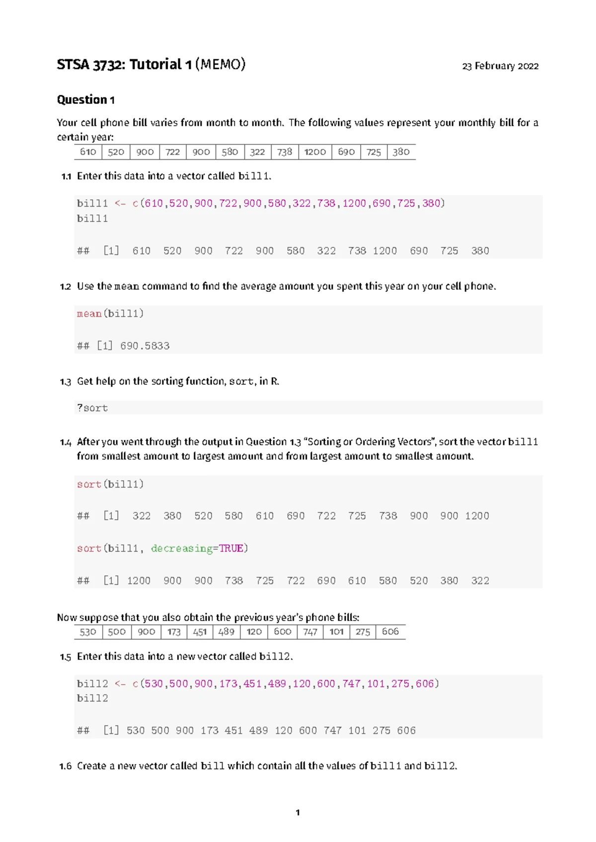 STSA3732 2022 Tutorial 1 - STSA 3732: Tutorial 1 23 February 2022 ...
