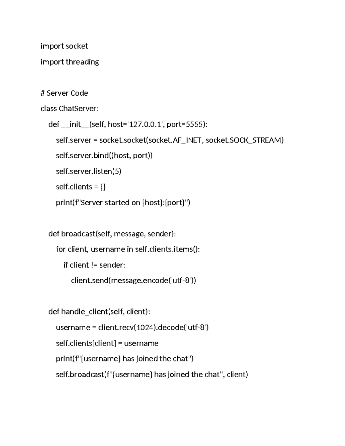 CS101: Chat Server Implementation with Socket Programming - Studocu