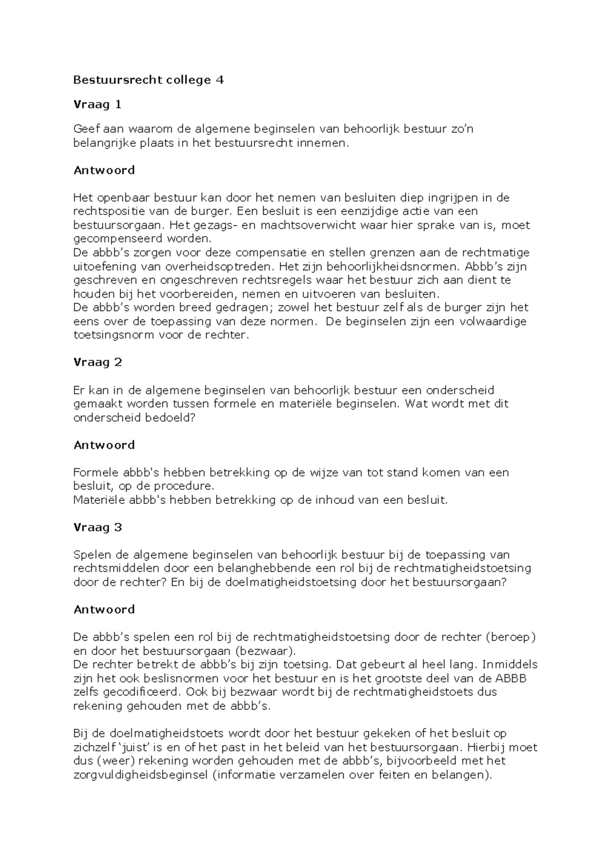 Werkcollege 4: Het Besluit en de Juridische Waarborgen - Studeersnel