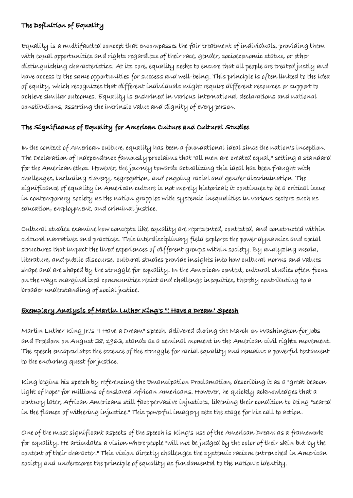 Exploring Equality, Equity, and Intersectionality in American Culture ...