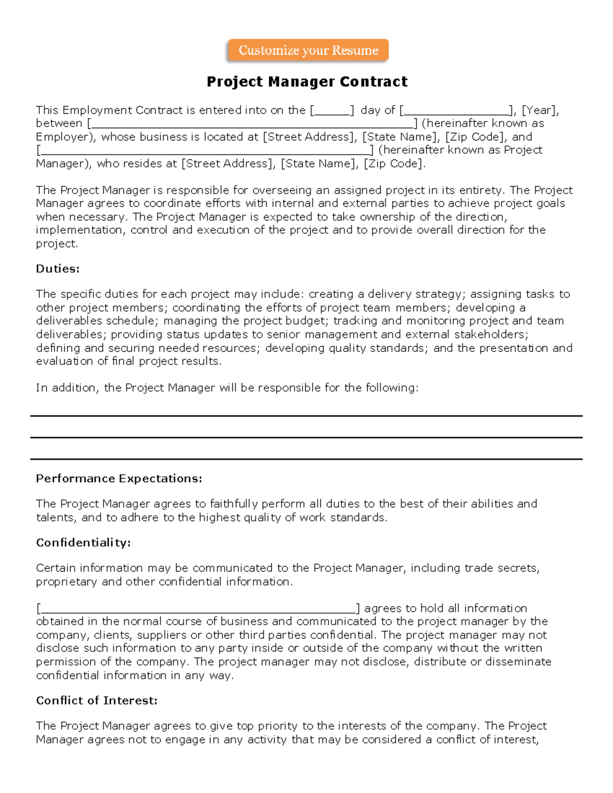 Project-Manager-Contract - Project Manager Contract This Employment ...