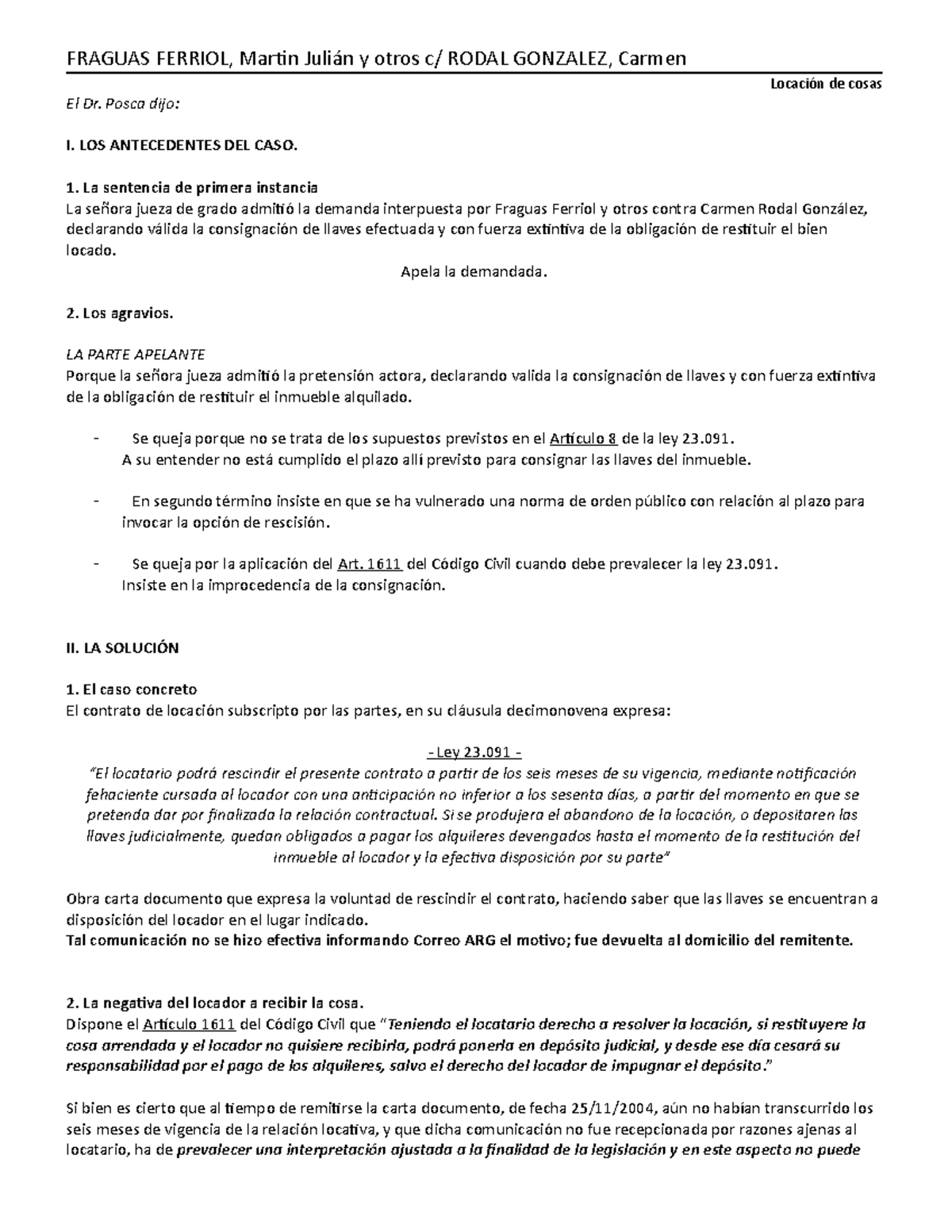 Fraguas Ferriol vs. Rodal González: Análisis del Fallo y Resolución ...