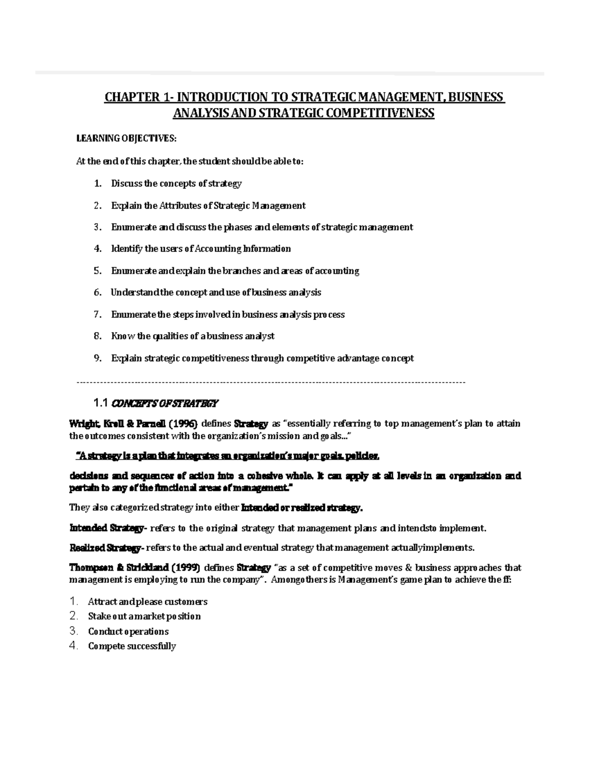 Chapter 1 - SBA: Strategic Management & Business Analysis Overview ...
