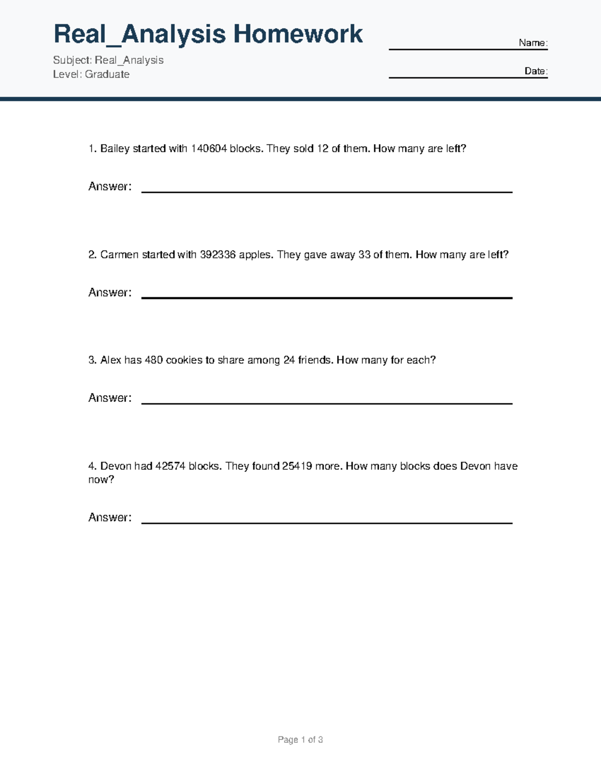 Real Analysis - Graduate Homework 4 Solutions - Studocu