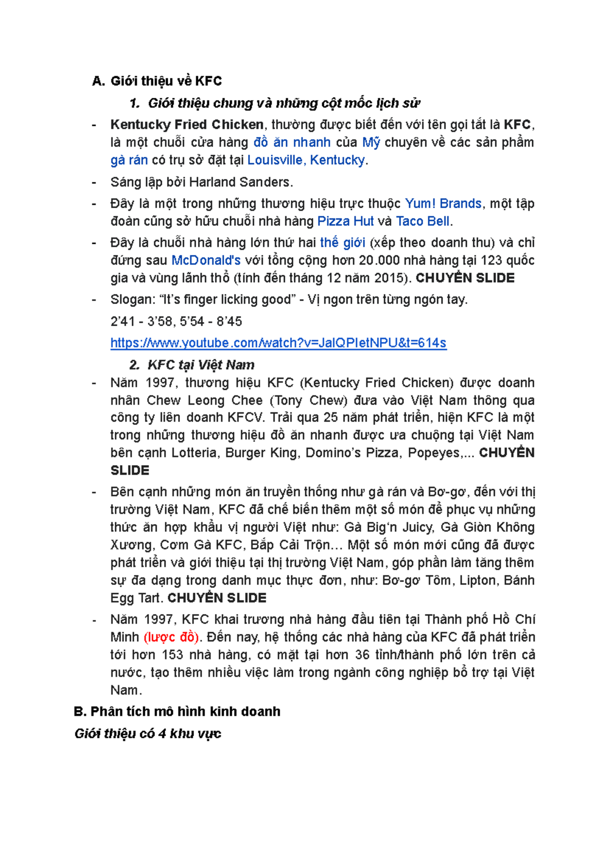 [NHÓM 1] Phân Tích Mô Hình Kinh Doanh KFC Tại Việt Nam - Document Preview