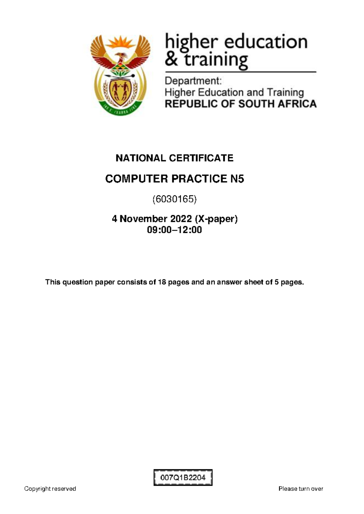 Computer Practice N5 Final Exam Paper - November 2022 - Studocu