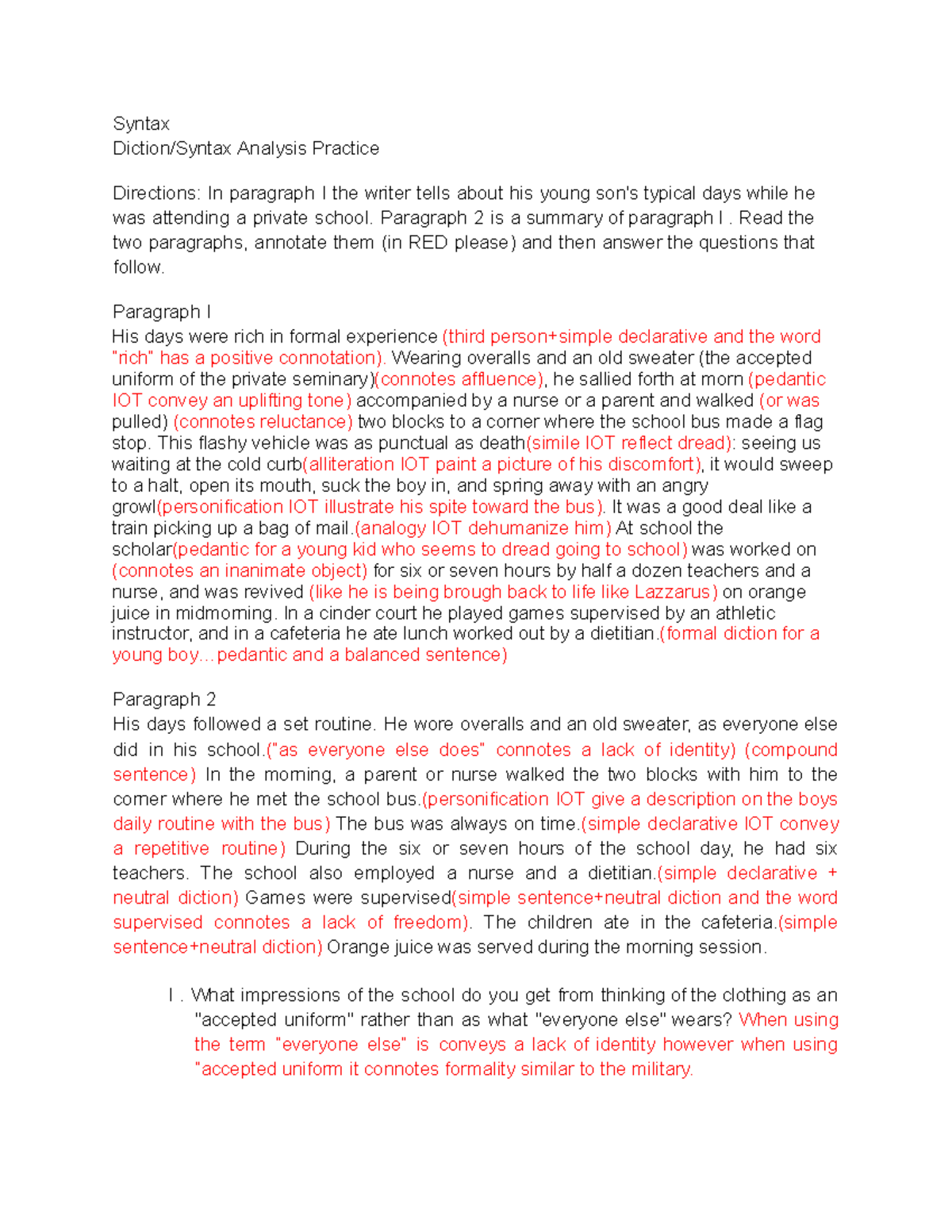 Copy of Diction Syntax Practice 23 - Syntax Diction/Syntax Analysis ...