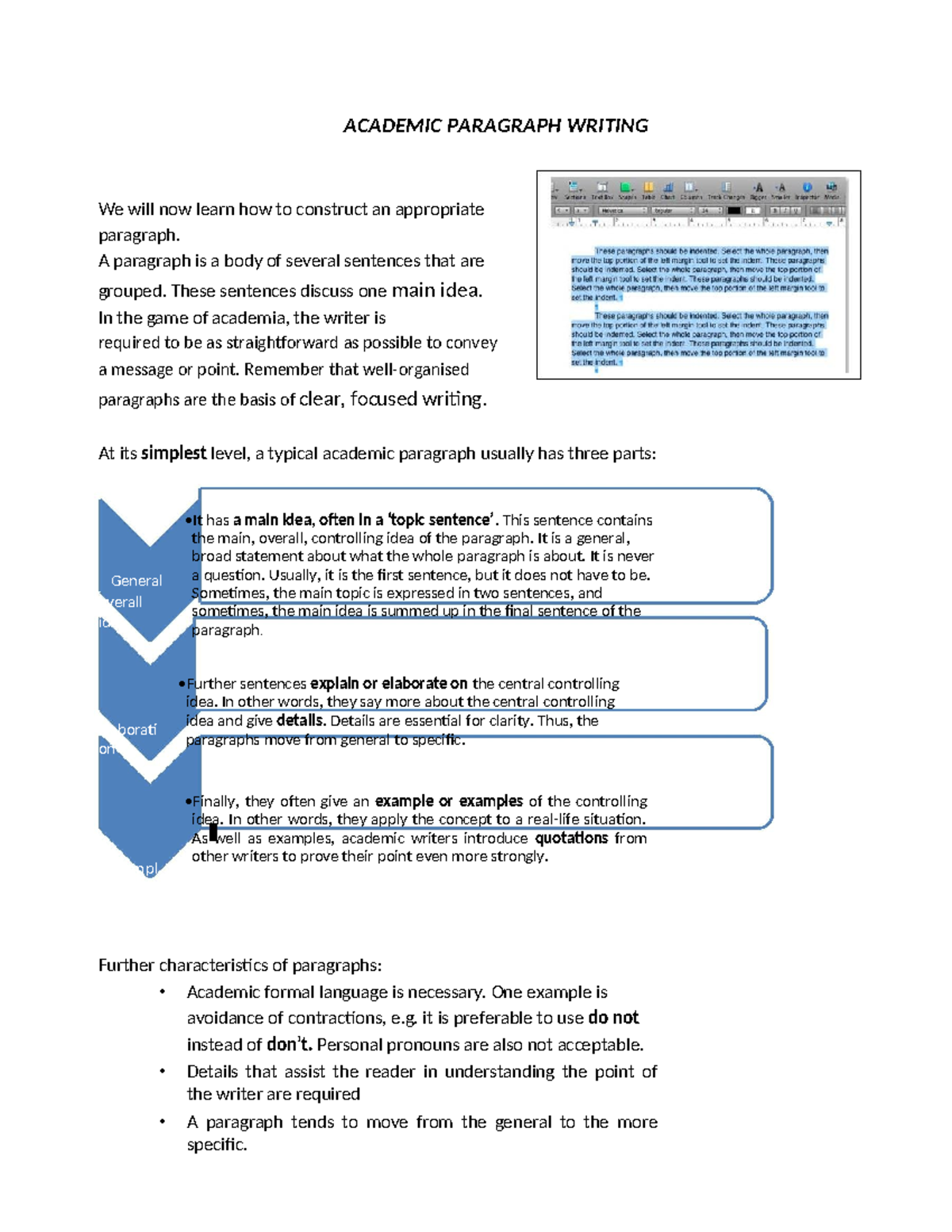 Academic Paragraph Writing Exercise - ACADEMIC PARAGRAPH WRITING We ...