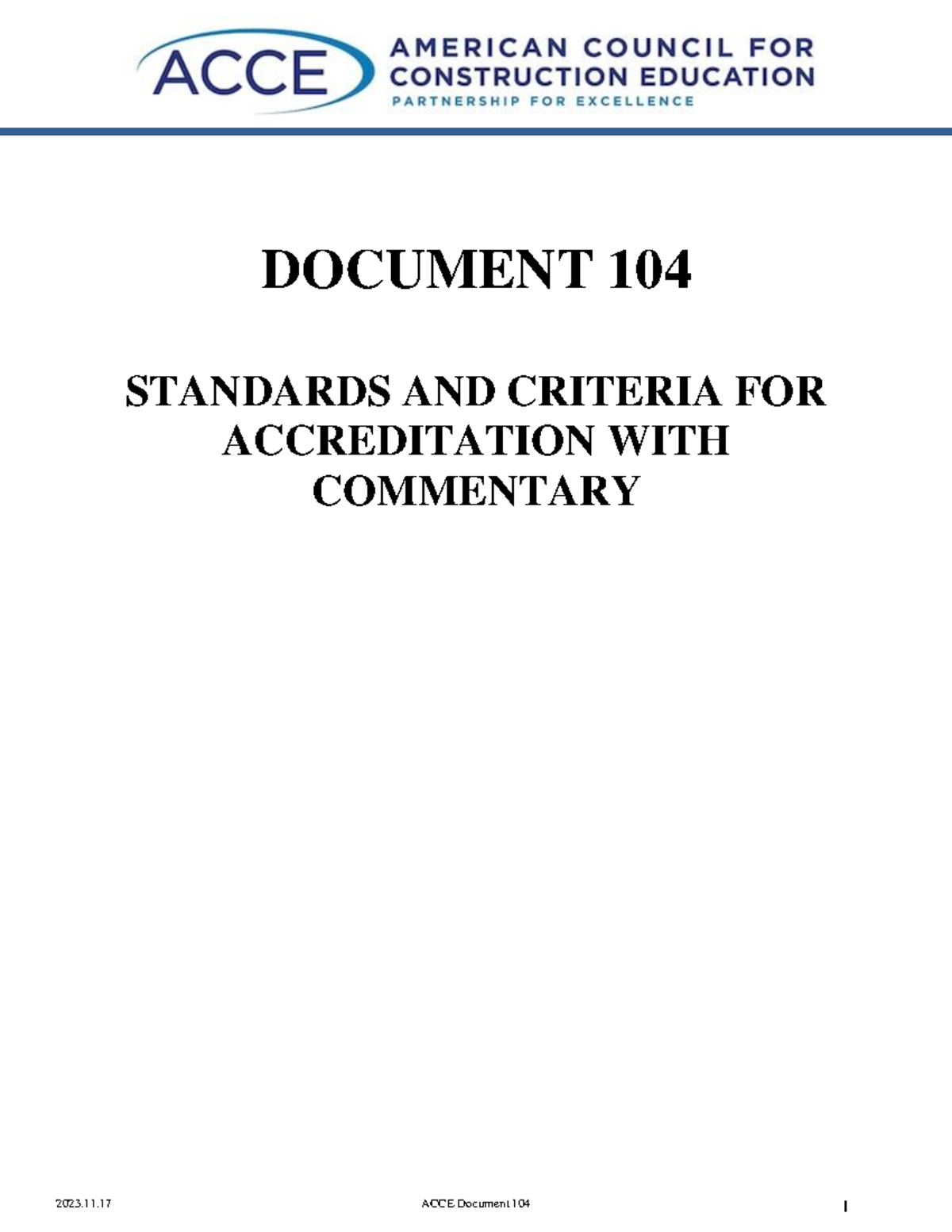 ACCE Document 104: Standards & Criteria for Accreditation 2023 with ...