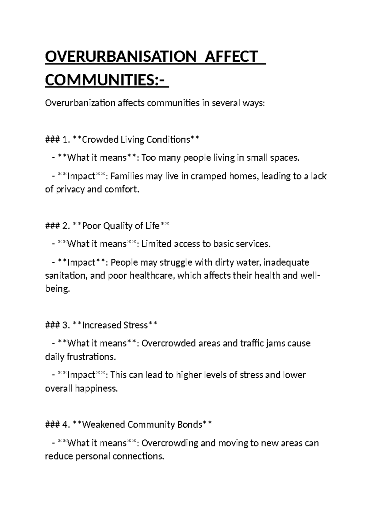 Overurbanisation Affect Communities - OVERURBANISATION AFFECT ...