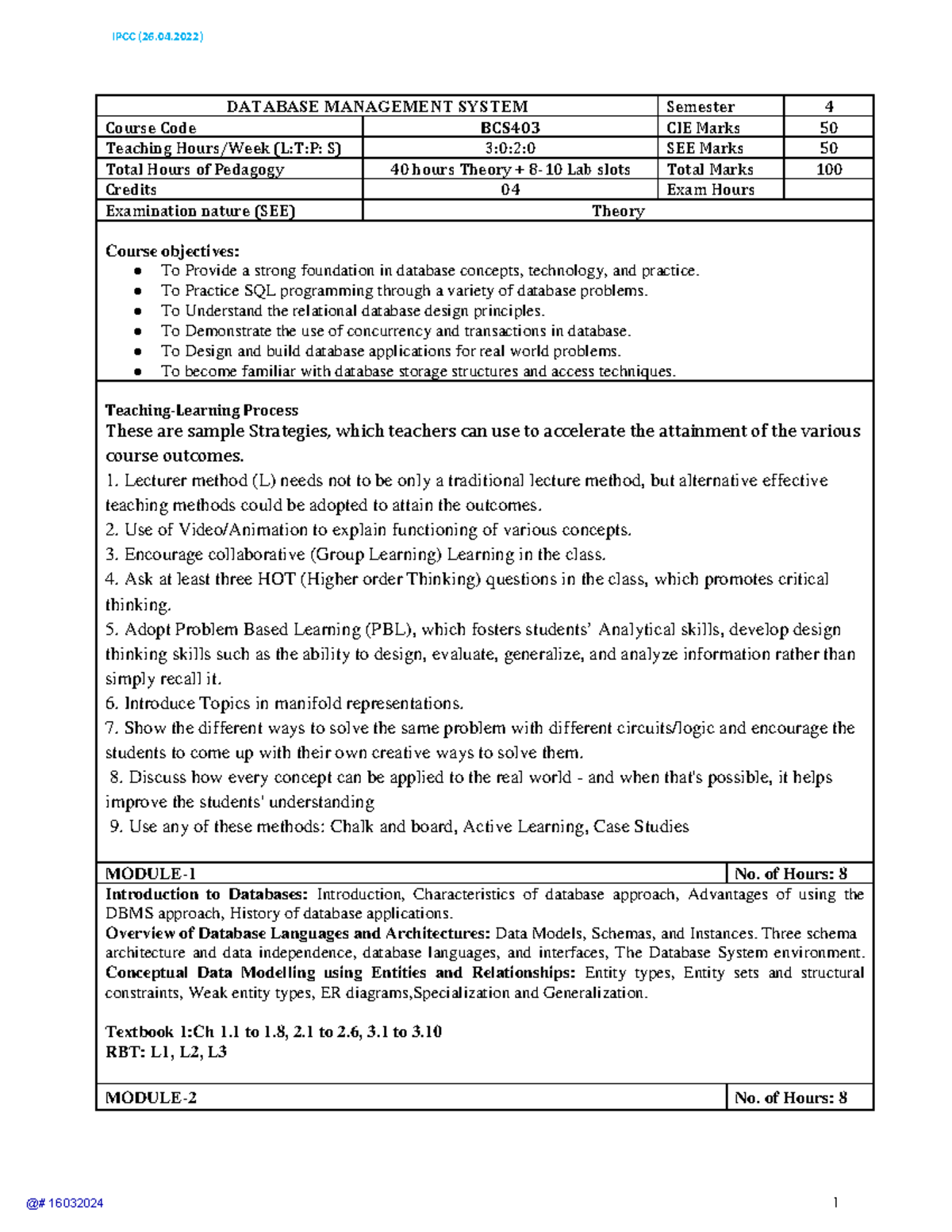 DBMS Theory and Lab Notes - BCS403 IPCC (26.04.2022) - Studocu