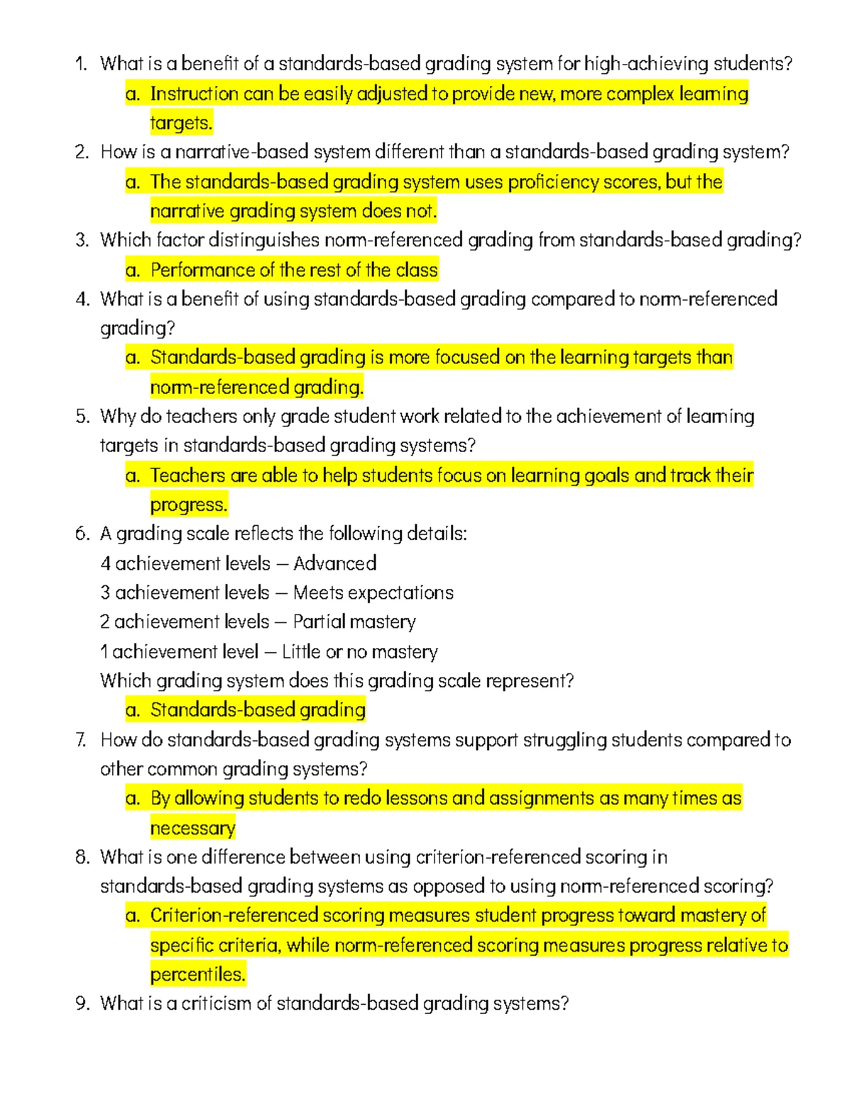 D184 Unit 3: Grading & True Score Theory Notes - Studocu