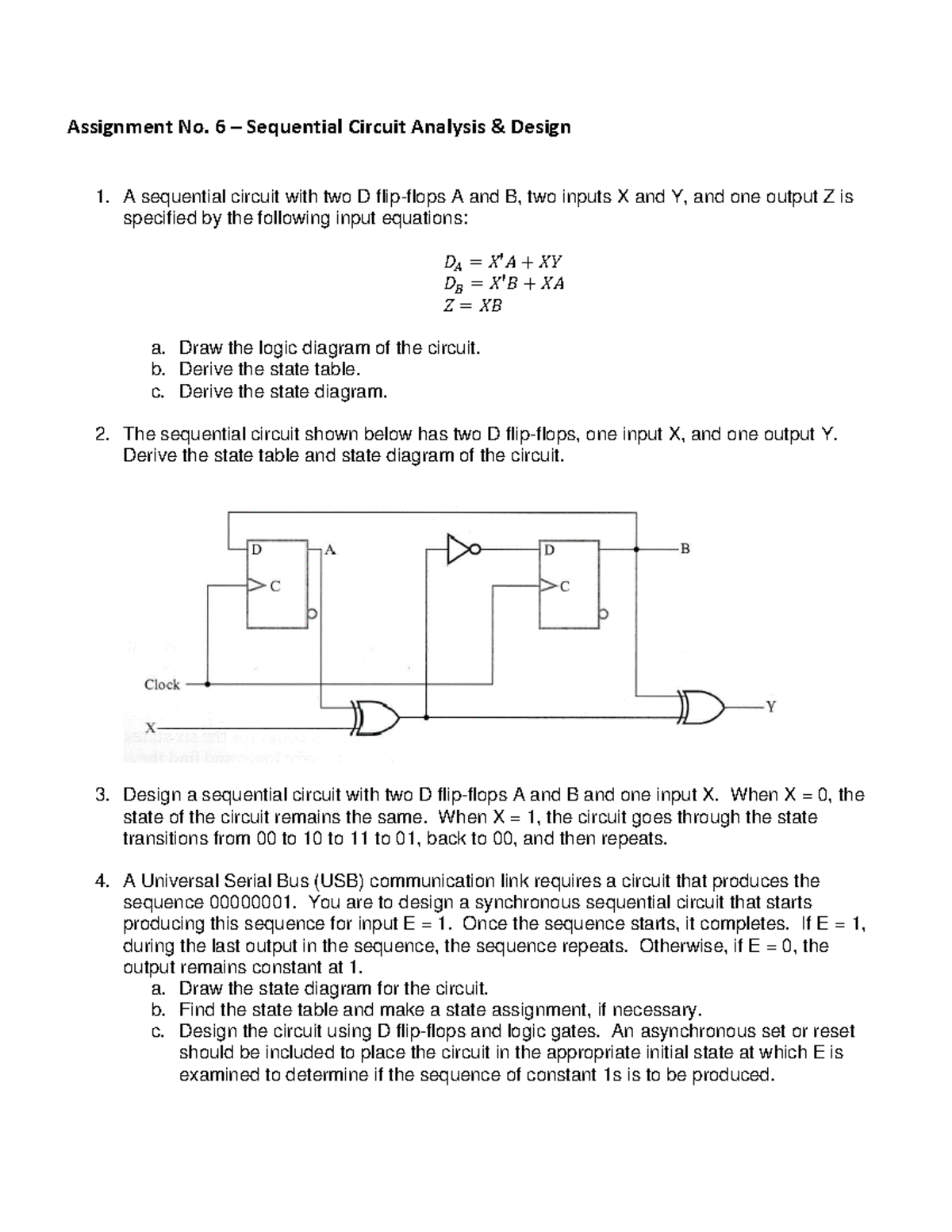 Assignment No. 6 - Assignment No. 6 – Sequential Circuit Analysis ...