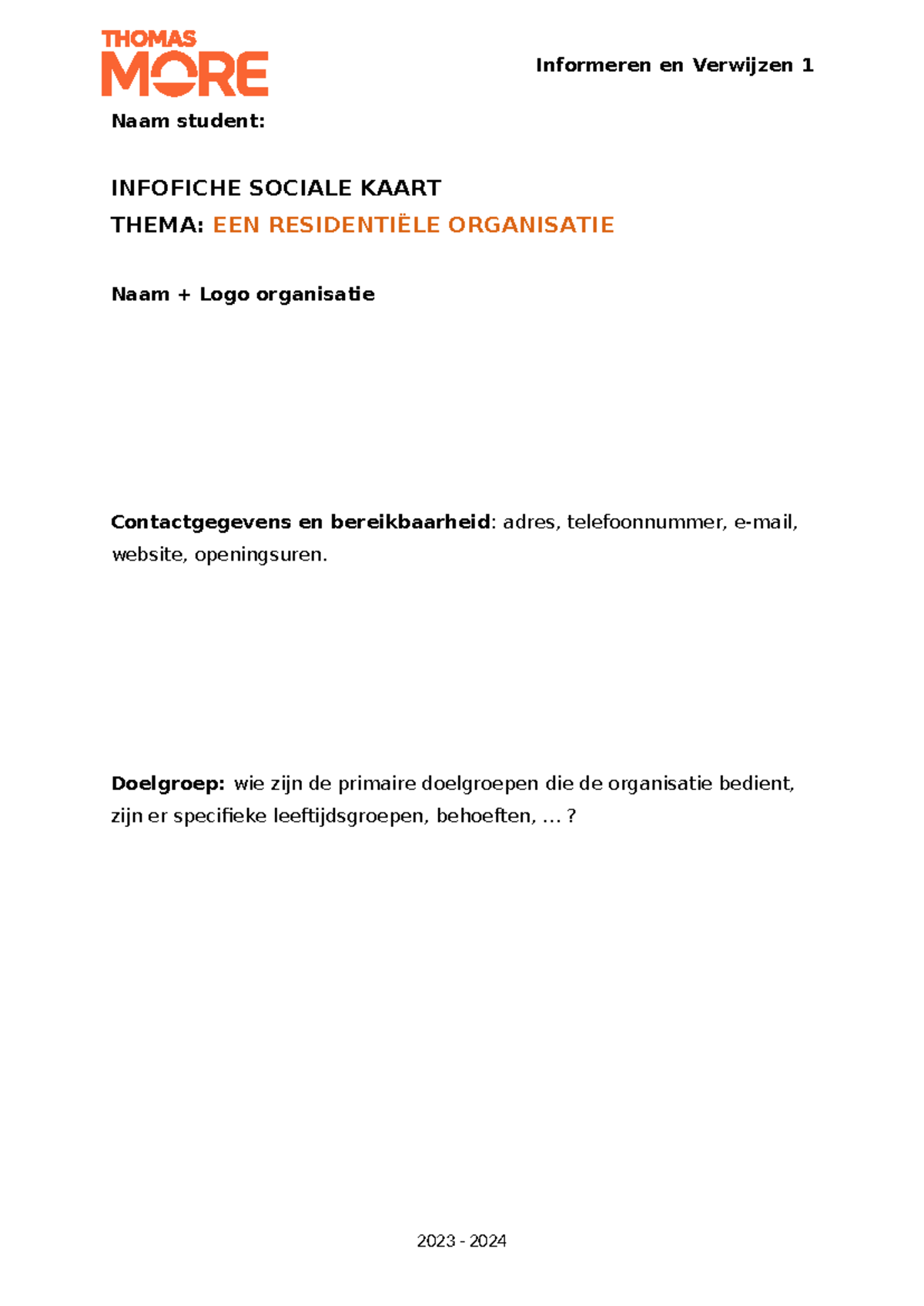 Infofiche Sociale Kaart Residentiele Organisatie - Netwerken ...