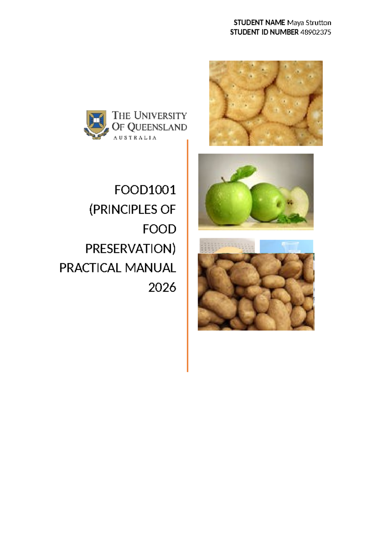 S48902375 - FOOD1001 Practical Manual: Principles of Food Preservation ...