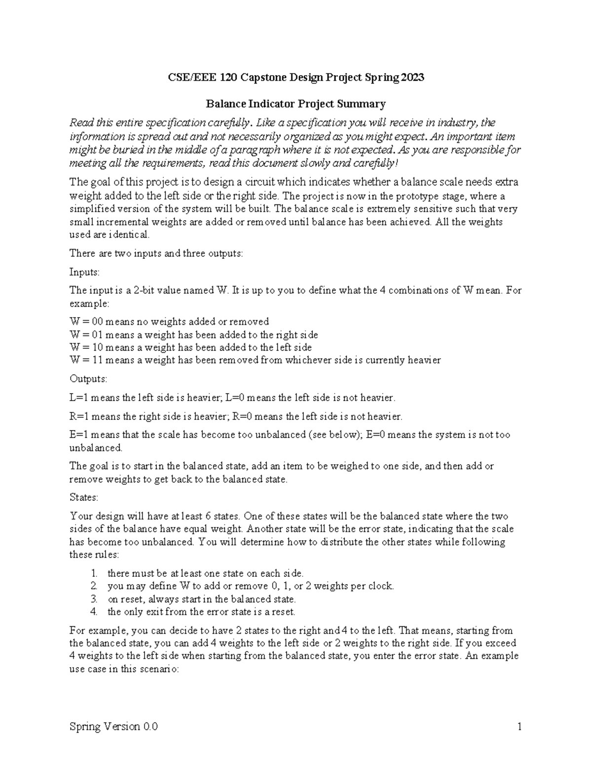 CSE/EEE 120 Spring 2023 Capstone Design: Balance Indicator Project ...