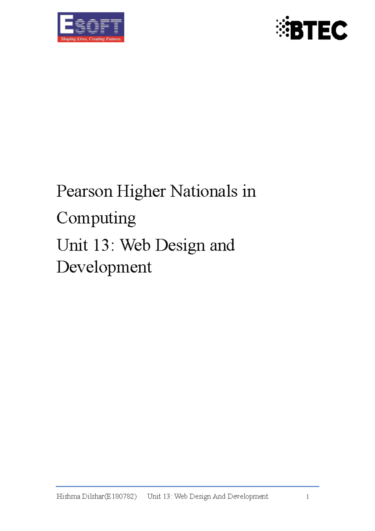 E180782-Hishma Dilshar-Web Design and Development - Pearson Higher ...
