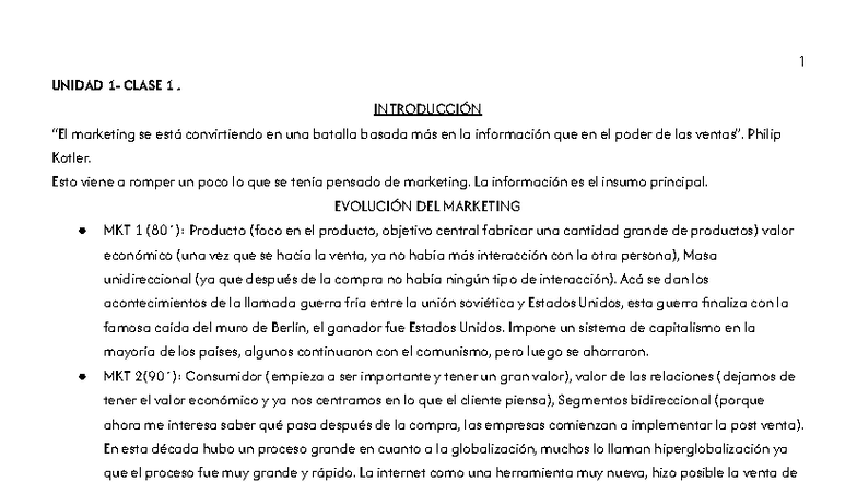 MKT 1 - Introducción al Marketing Global y su Evolución - Studocu