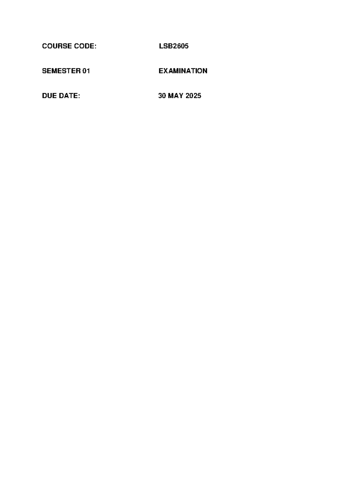LSB2605 May 2025 Final Exam Answers and Study Guide - Studocu