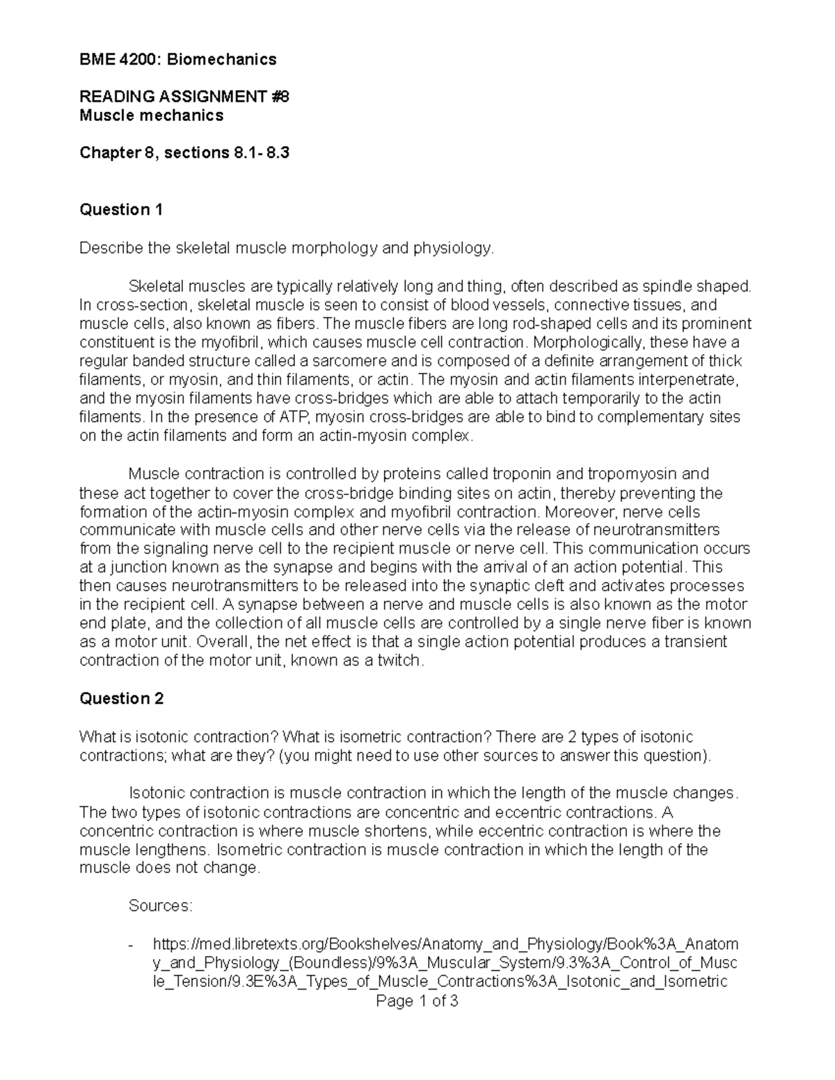 BME 4200: Reading Assignment on Muscle Mechanics - Chapter 8 Insights ...