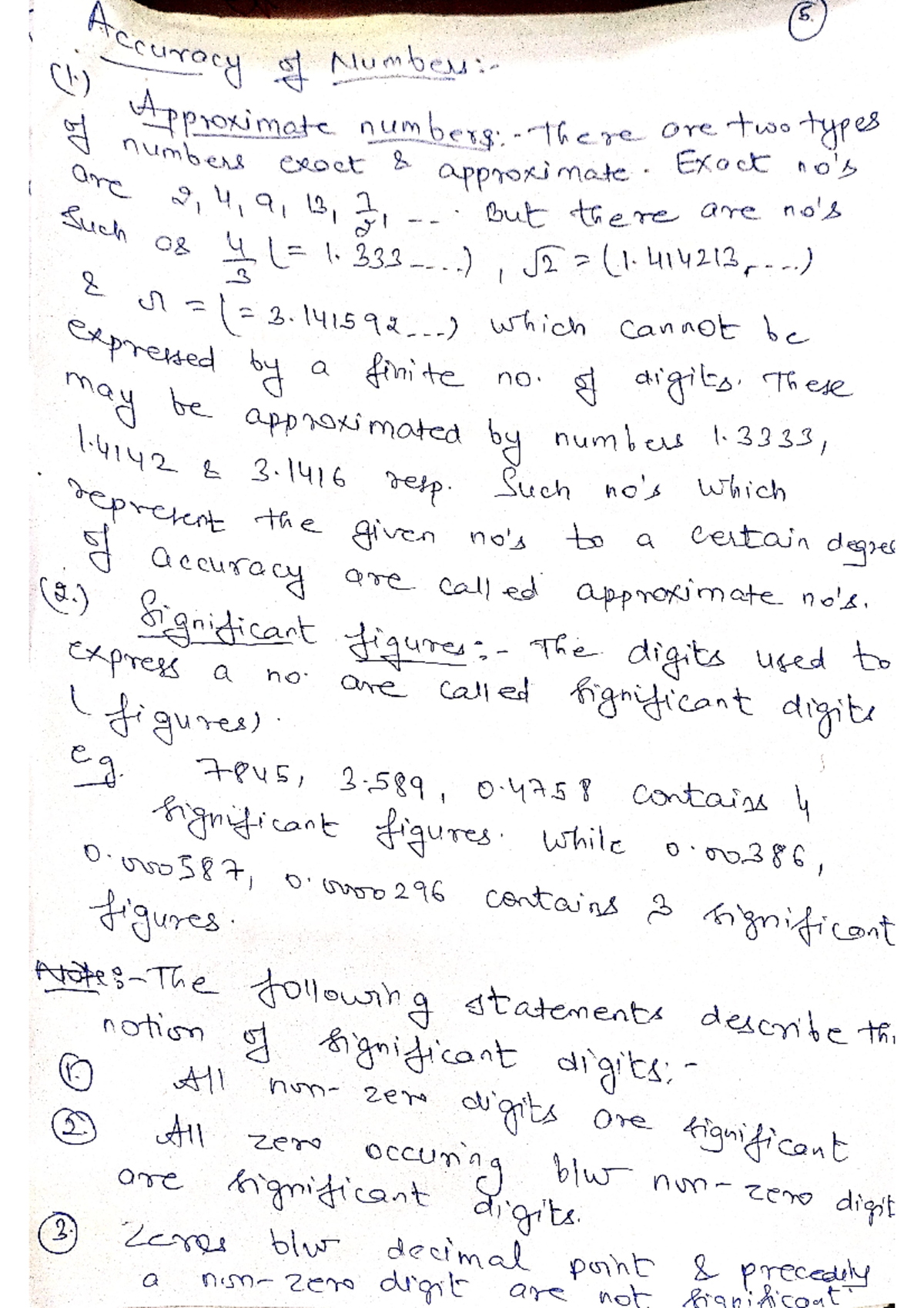 NM-2 - lecture Notes - 5. (1.) Accuracy of of Approximate numbers There ...