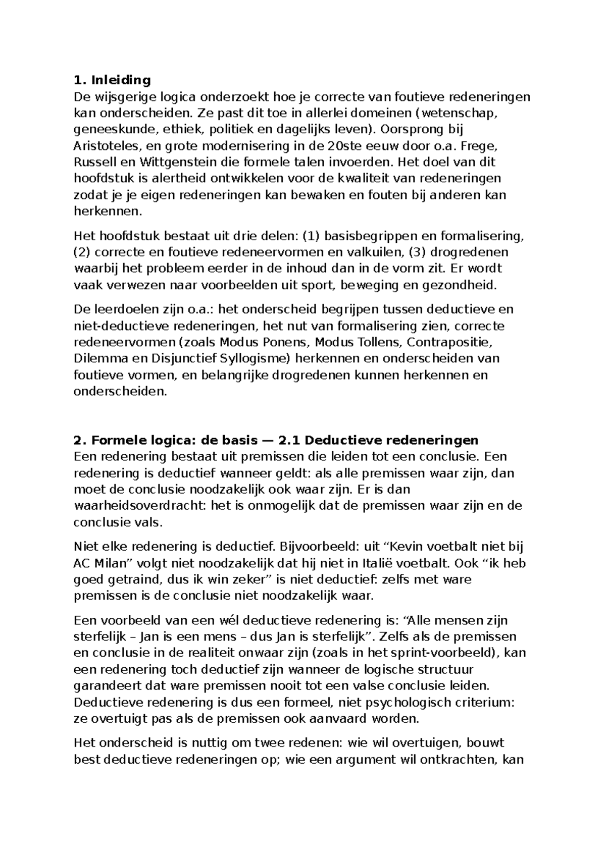 Wijsgerige Logica en Argumentatie: Module 1 Inleiding - Studocu
