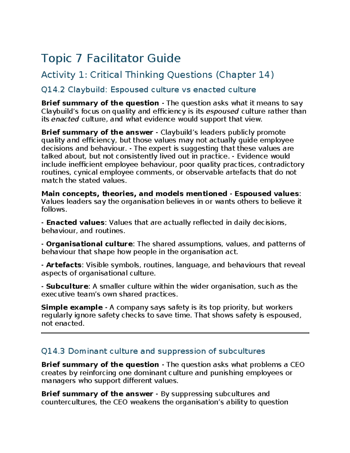 BUS293 Topic 7 Culture: Critical Thinking & Case Study Insights - Studocu