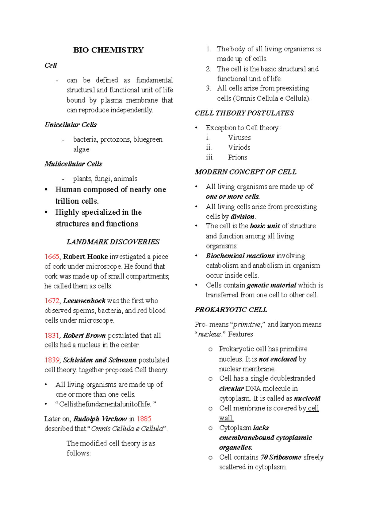 BIO 101: Cell Structure and Function - Comprehensive Overview - Studocu