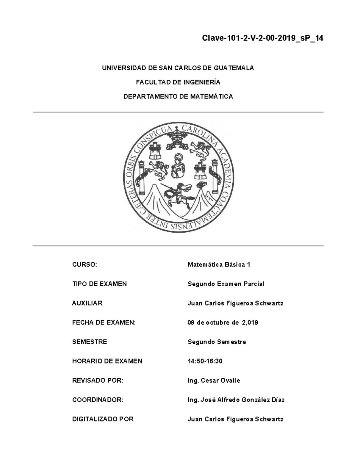 Matemática Básica 1 - Segundo Examen Parcial (2019) - Document Preview