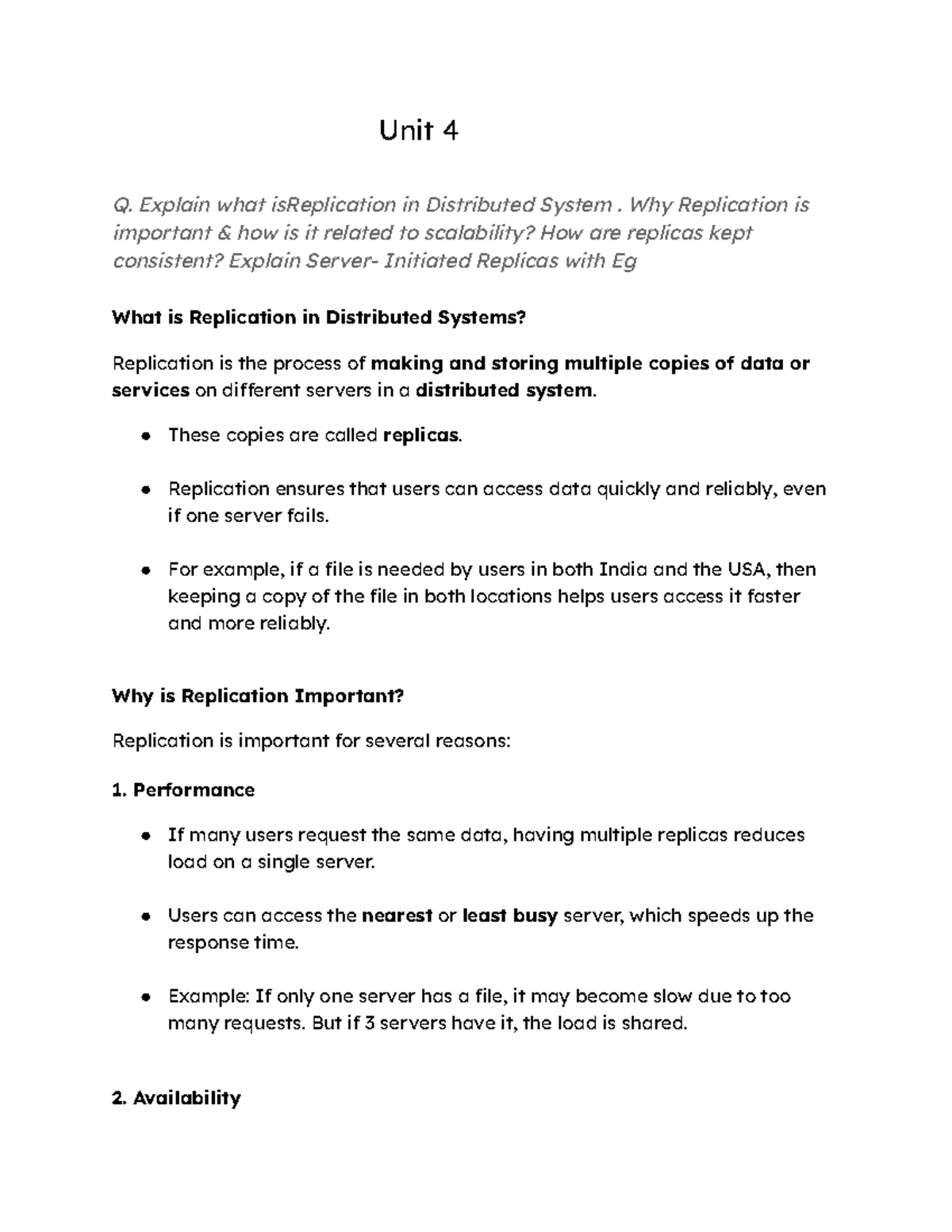 DS UNIT-4 - Understanding Replication in Distributed Systems: PYQ ...