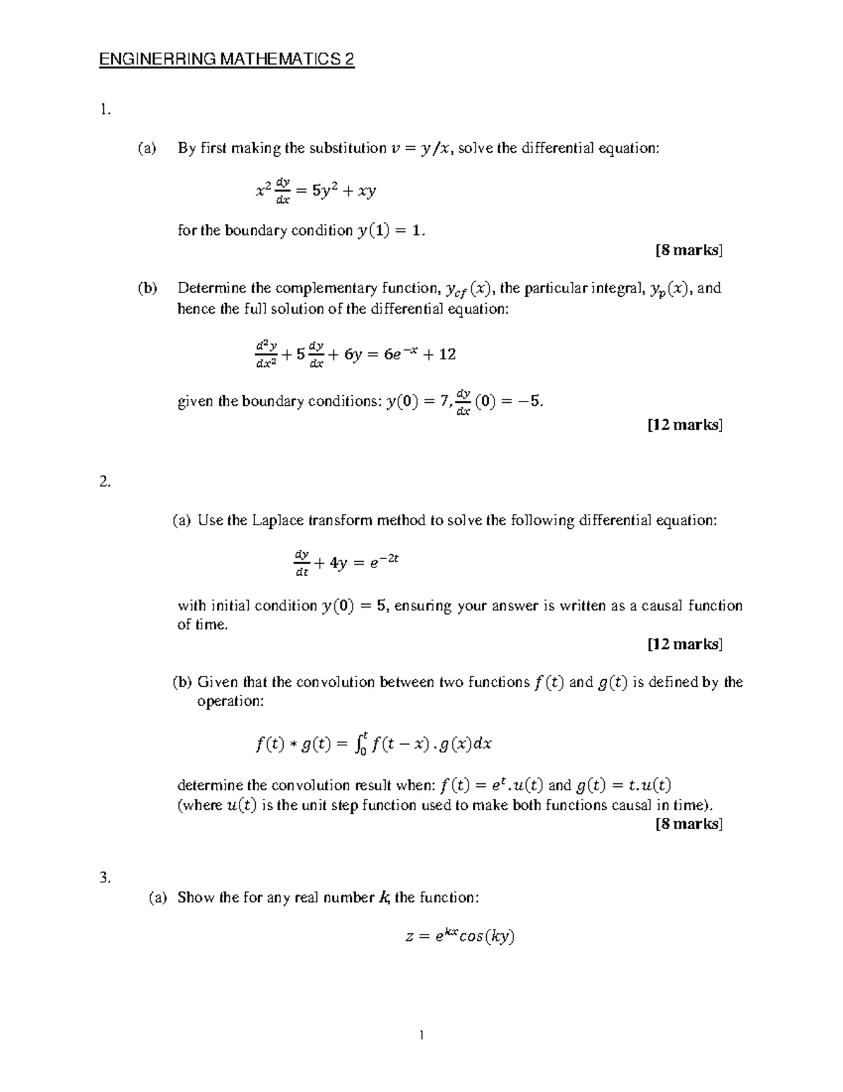 ENGR MATH 2: Differential Equations & Poisson Distribution Exam Notes ...