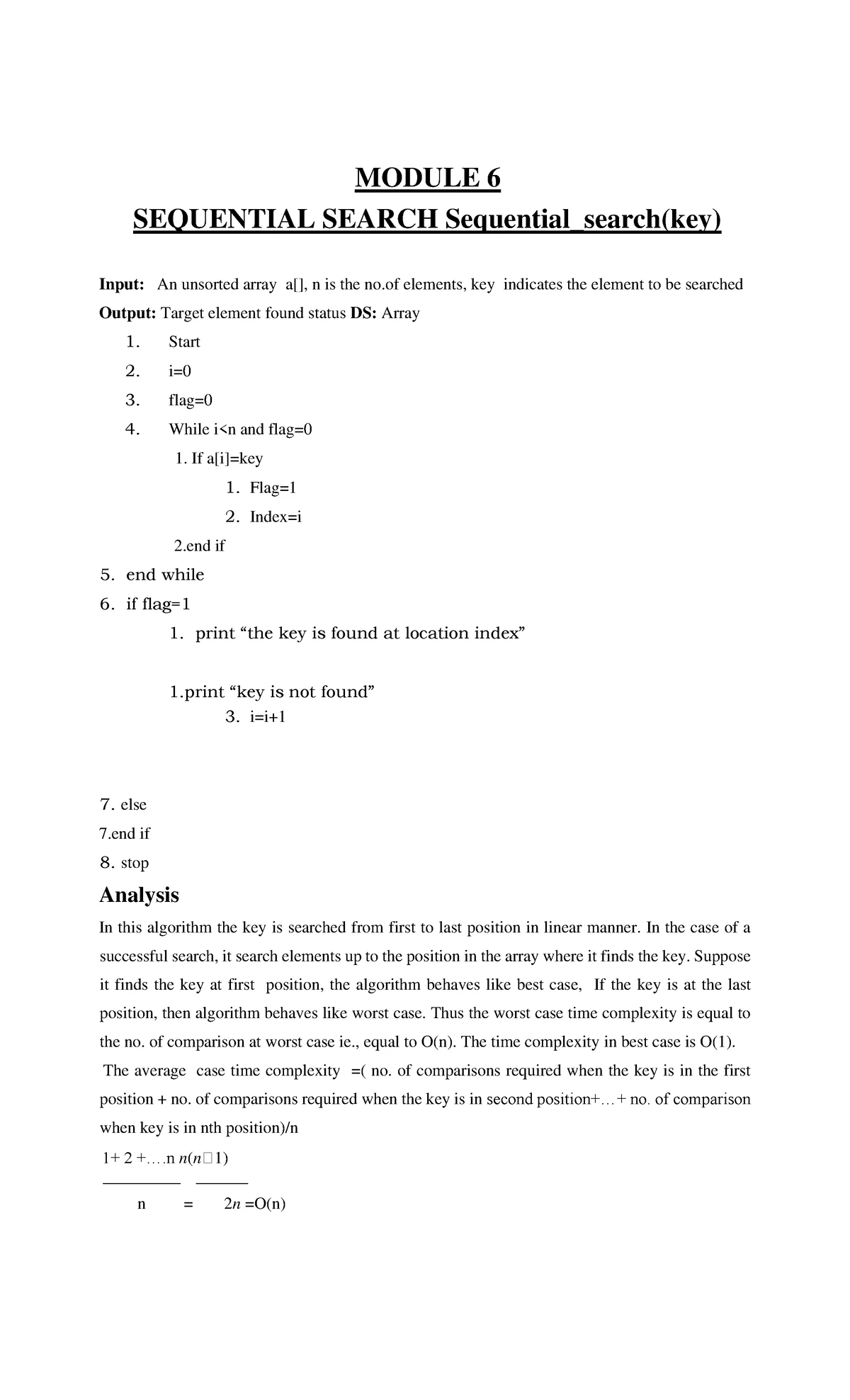 Data structure and algorithms programming methodologies-1 - MODULE 1 ...
