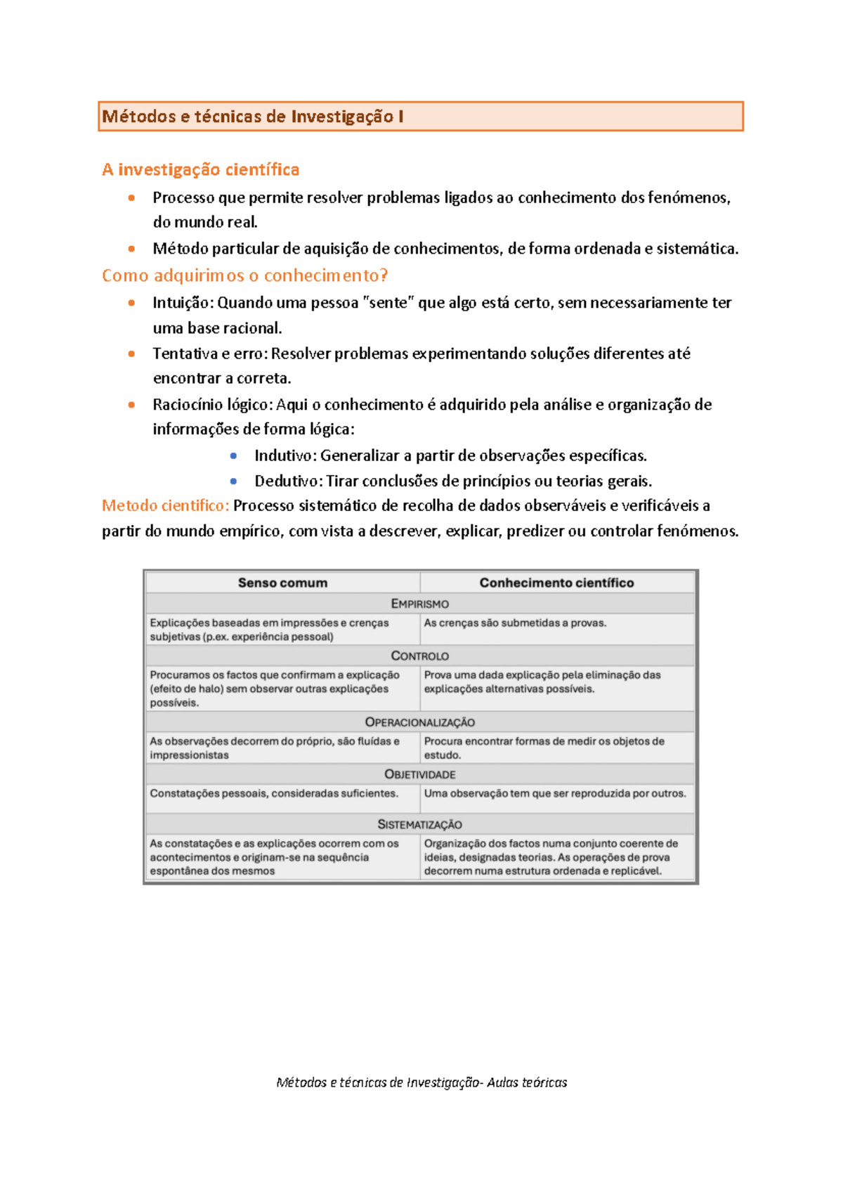 Métodos e técnicas de investigação - Métodos e técnicas de Investigação ...