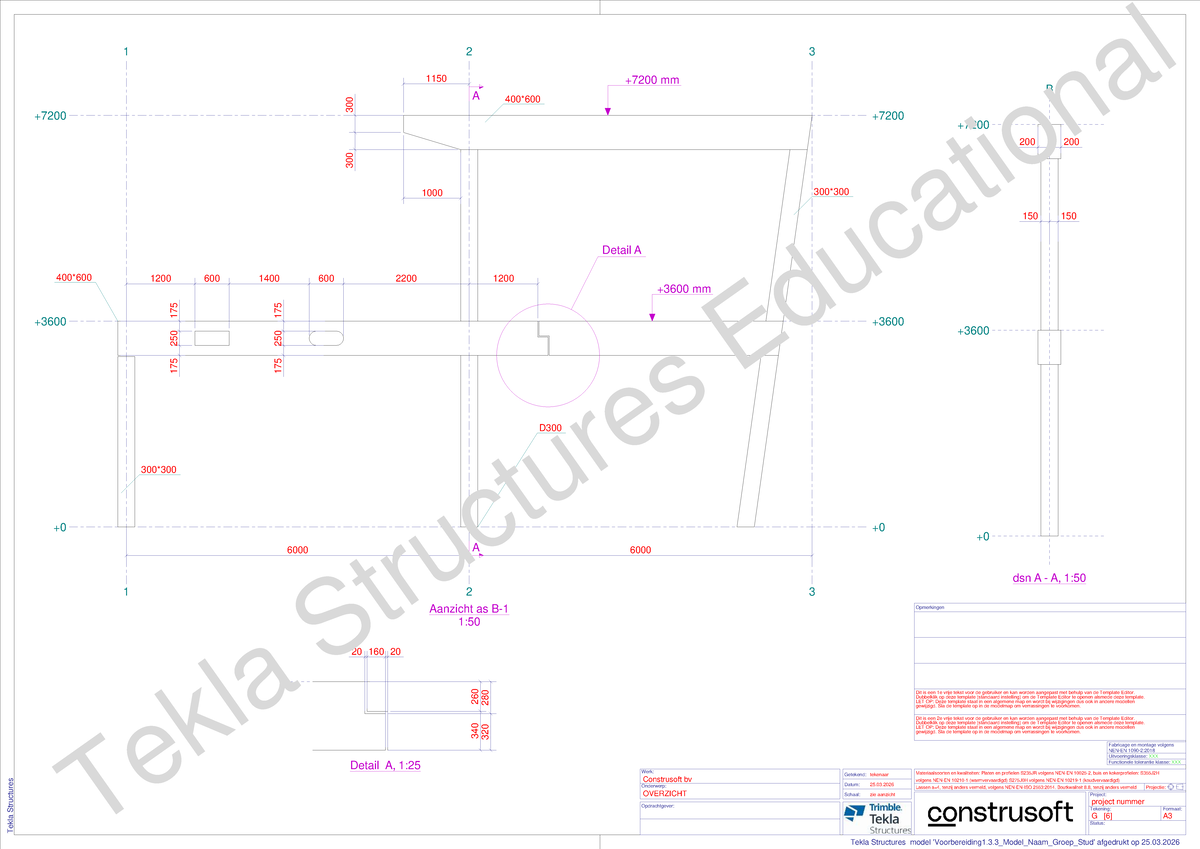 Practicum Tekla Voorbereiding 1: Detail A & Model Overview - Studeersnel