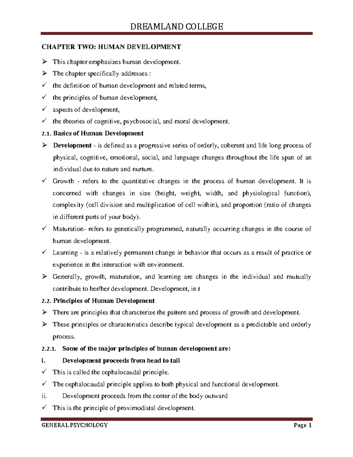 General Psychology CHAPTER 2: Insights on Human Development - Studocu
