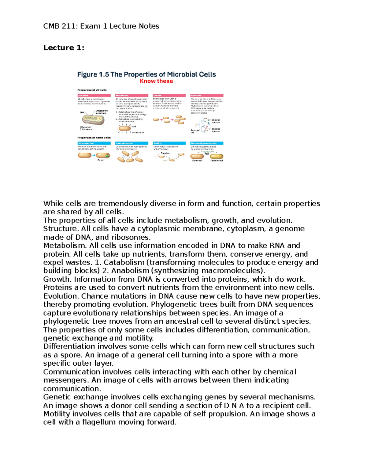 CMB 211: Comprehensive Overview of Cellular Structures and Functions ...