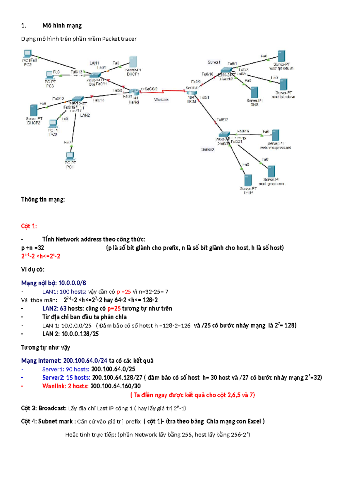 Mô hình mạng và cấu hình thiết bị trong Packet Tracer - Lab 4 - Studocu