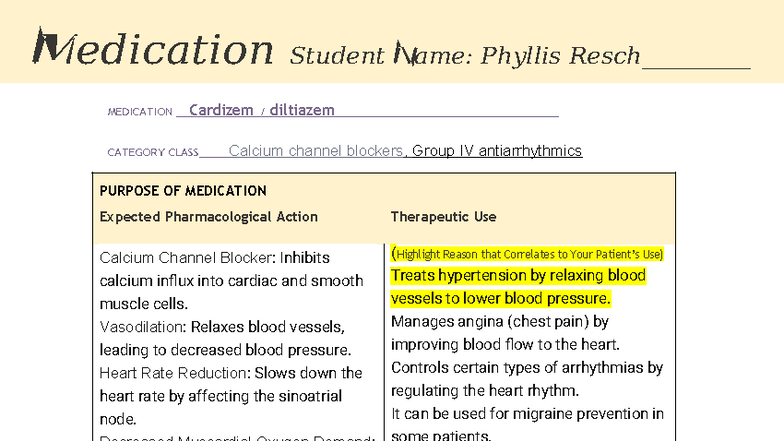 Cardizem (Calcium Channel Blocker) Medication Overview and Guidelines ...