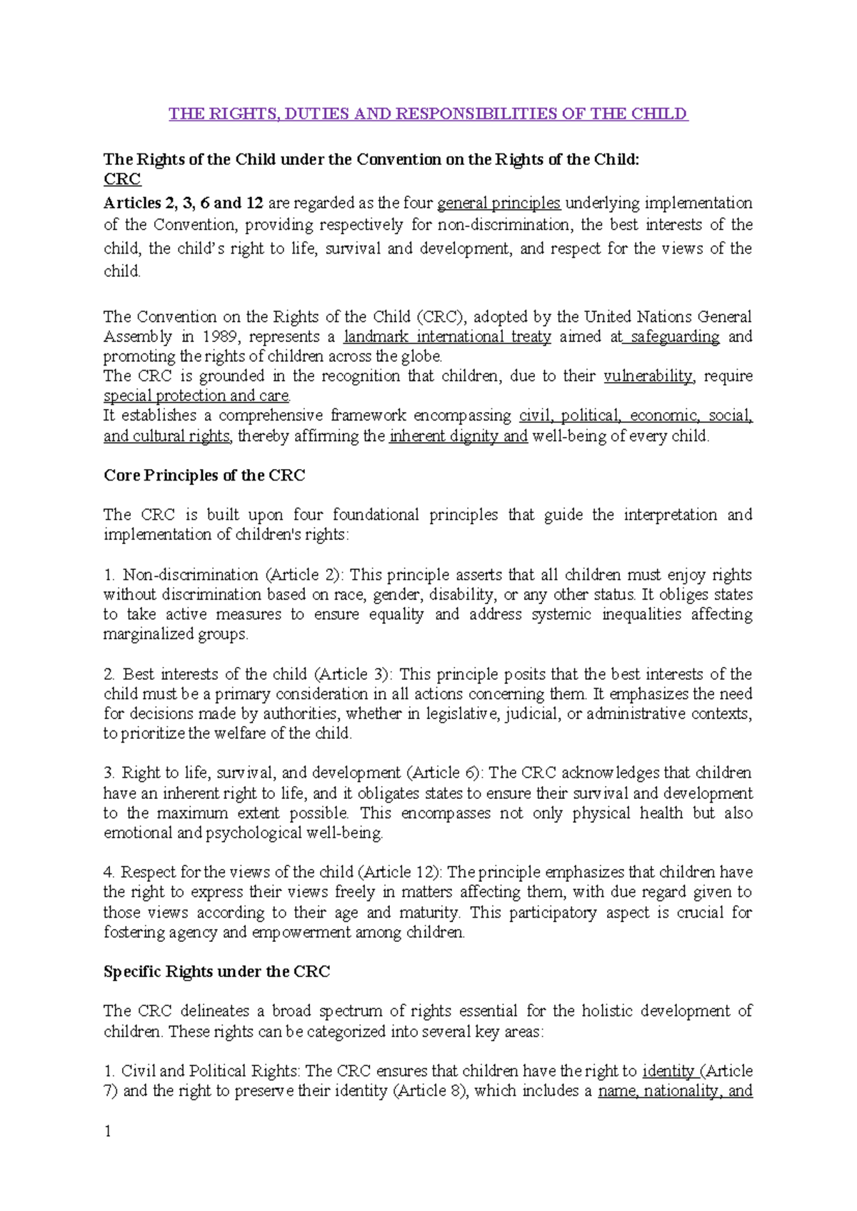 THE Rights AND Obligation OF Childre - THE RIGHTS, DUTIES AND ...