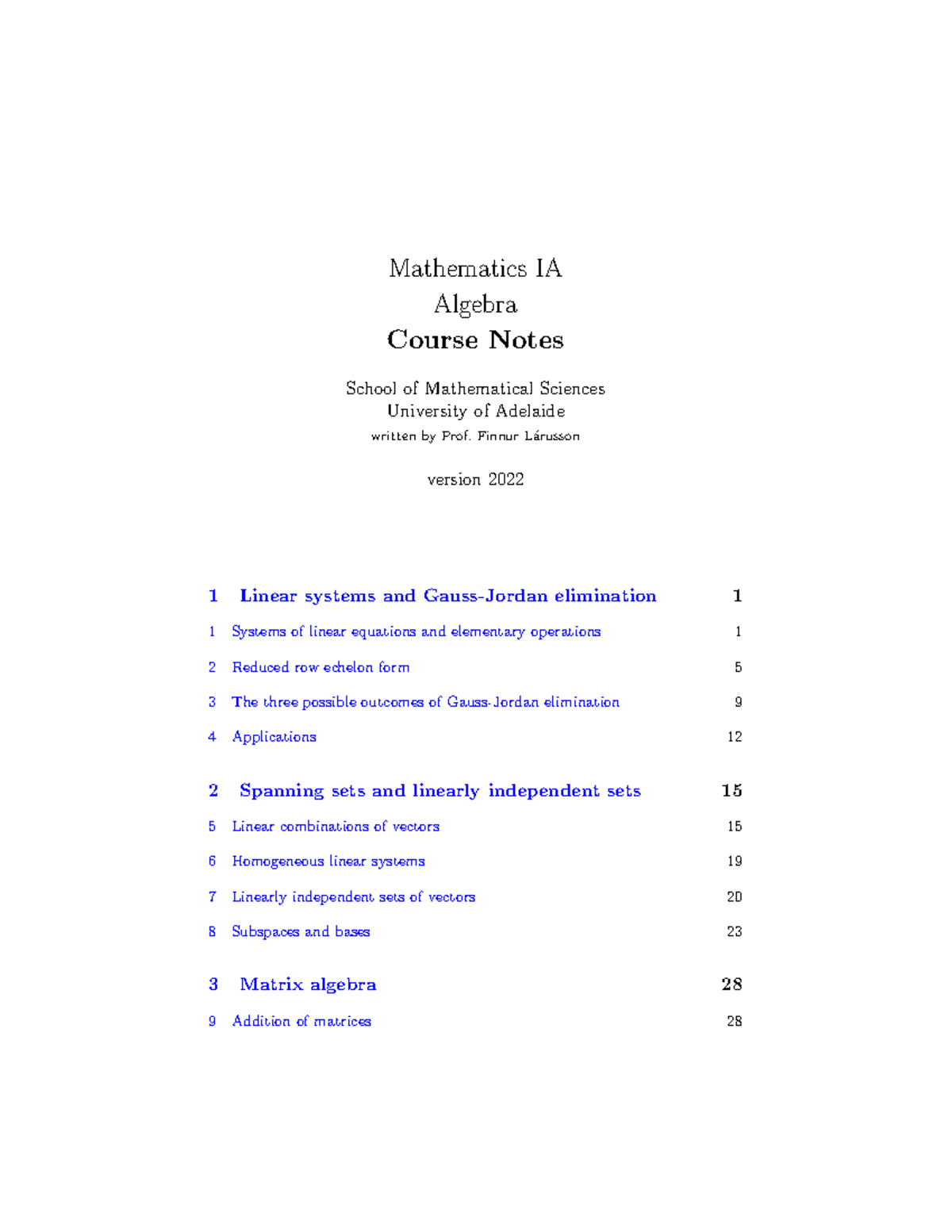 Maths IA Algebra Course Notes 2022 - Mathematics IA Algebra Course ...