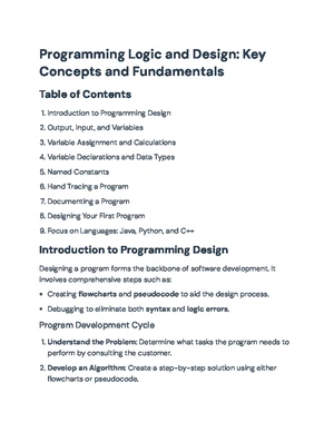 Programming Fundamentals - Study Notes & Assignments - Studocu