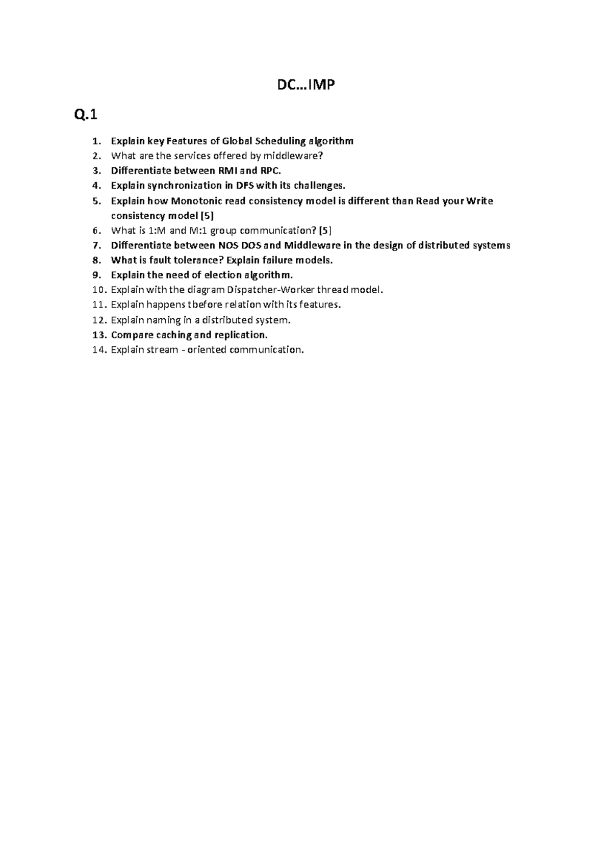 DC IMP - Key Features and Concepts in Distributed Computing - Studocu