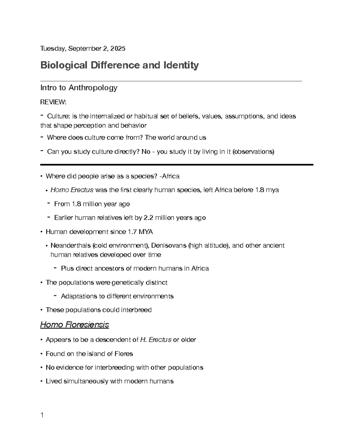 Biological Difference and Identity Review in ANTH 101 - Studocu